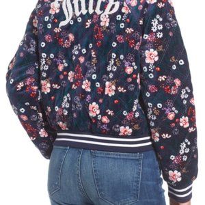 Juicy Couture Floral Quilted Velour Bomber Jacket